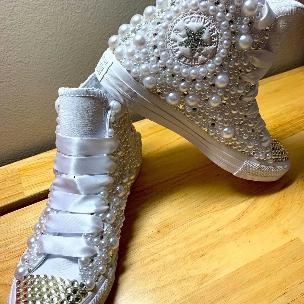 Custom order, white on white pearls and rhinestone